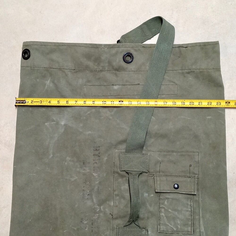 Vintage US Army Top Load Duffel Bag Large Olive Green Duck Canvas Military OD - Picture 10 of 10